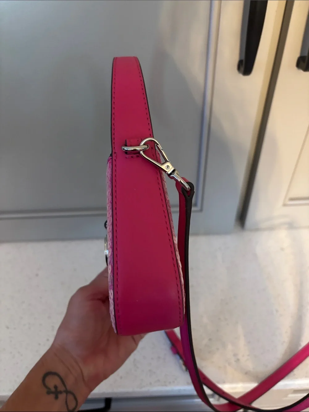 Michael Kors Hot Pink Lyra Dragonfruit Mini Sequin Crossbody Bag NWT